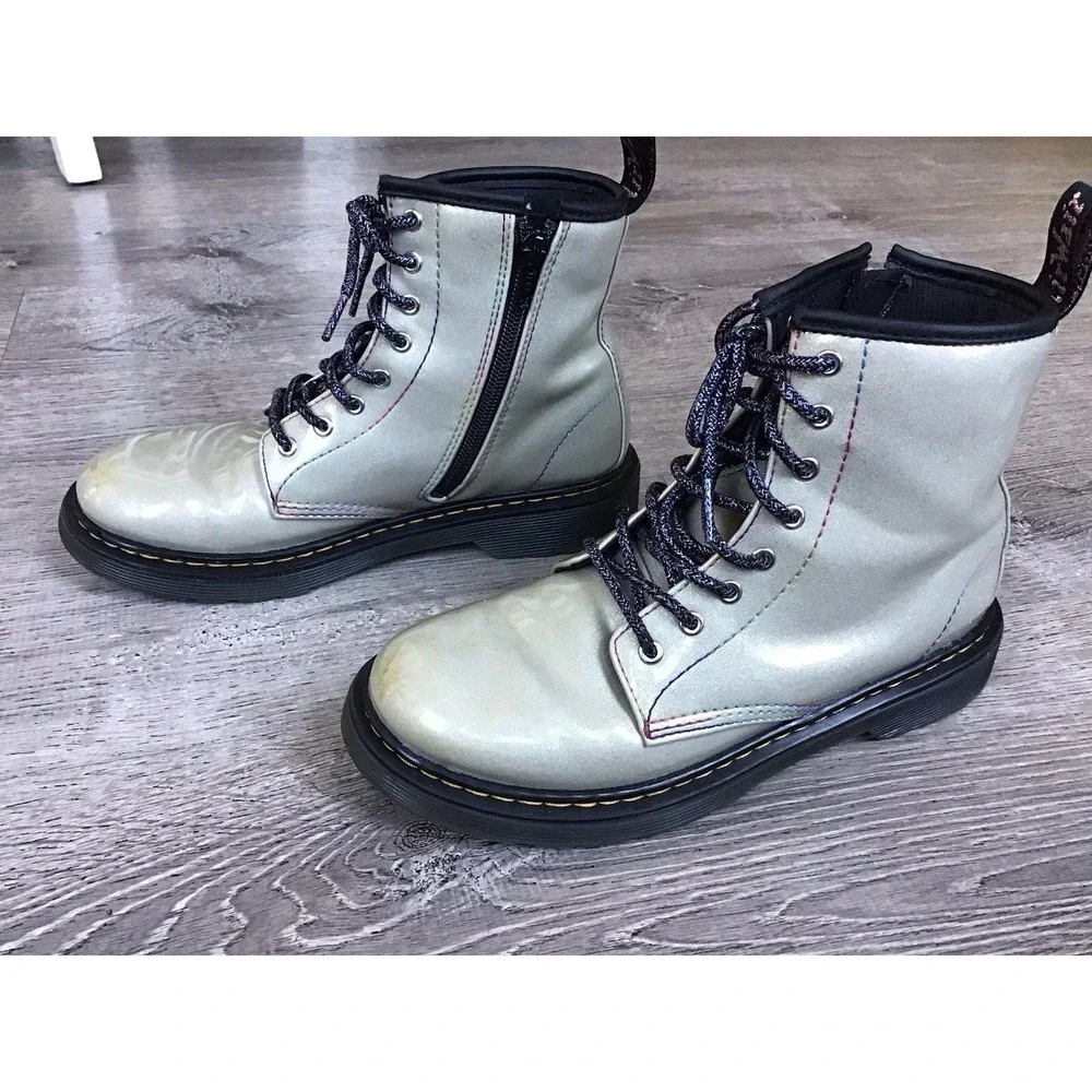 Dr Martens 1460 J Pooch Womens 5 / Youth 4 Pearl Glitter Side Zip Ankle Boots